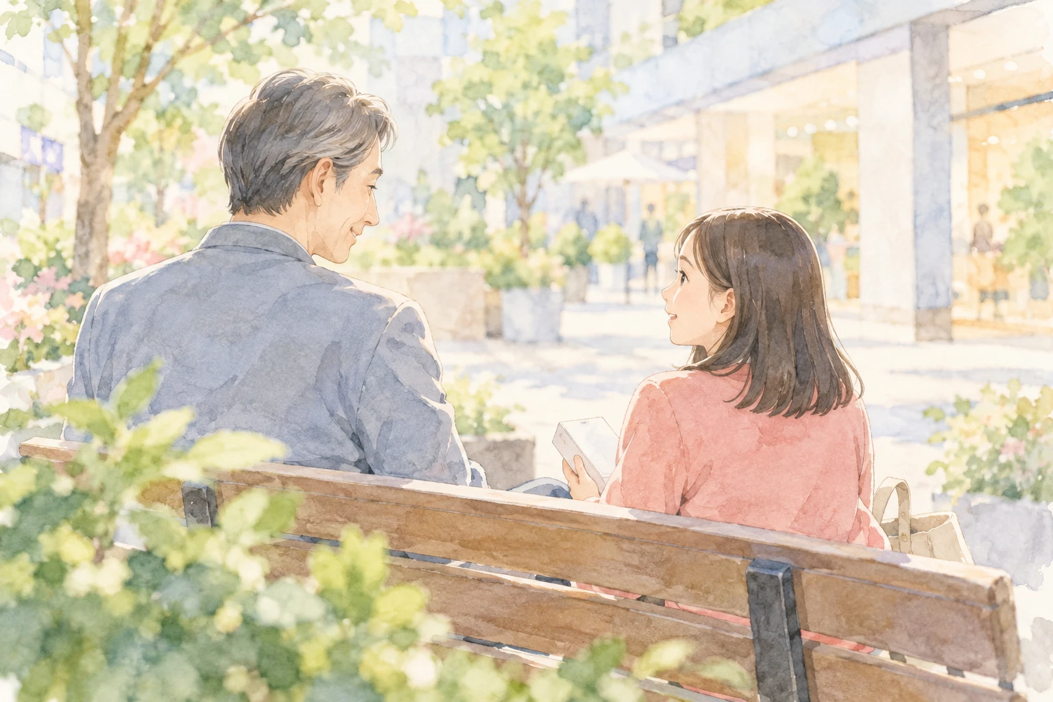架空の親子を描いた温かな水彩挿絵：伴走者として